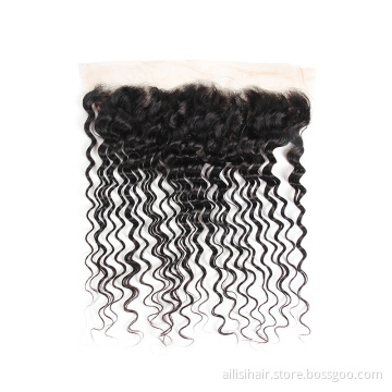 Hair Closure Pre Plucked Deep Wave  Raw Indian 13x6 Swiss Hd Lace Frontal 100% Virgin Remy Human Hair 1 Piece Hd Closure